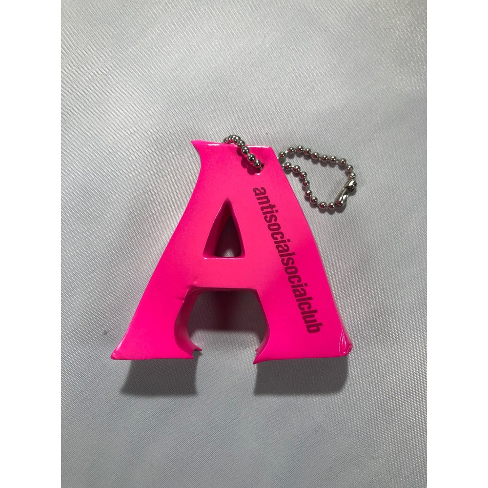 Anti Social Social Club Neon Pink Letter A Squishy Keychain Ball Chain Accessory